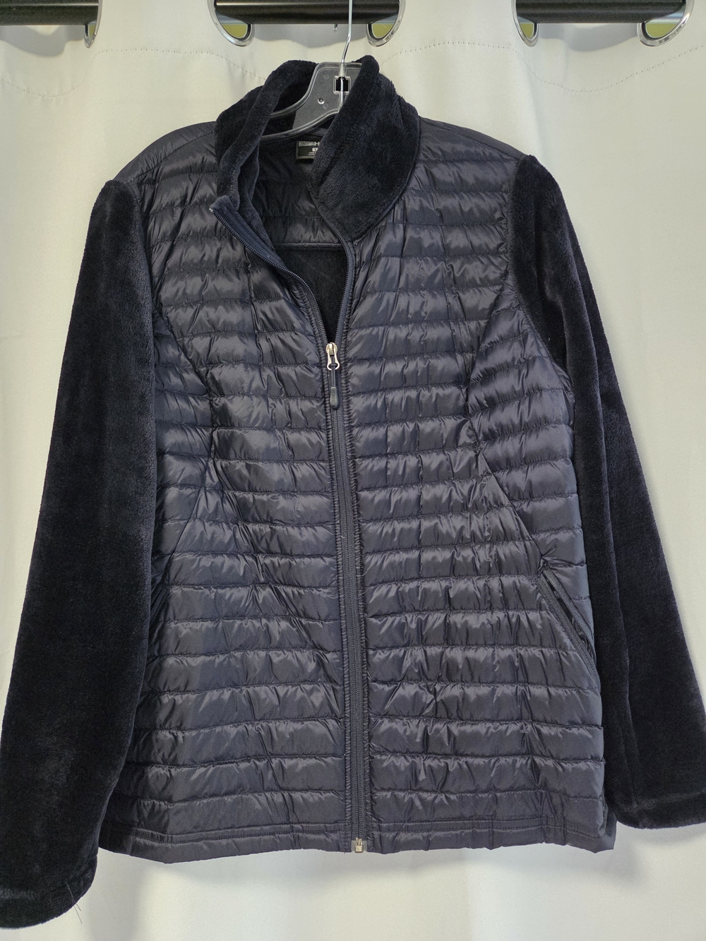 32 Degrees Mixed Media Puffer Jacket Black Faux Fur - Women’s Size Large